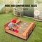 Kids Wooden Sandbox, 52.4×47.2" Outdoor Sand Pit with Bench Seats and Liner